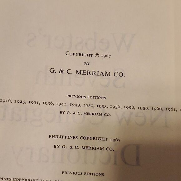 Vintage Webster's Seventh New Collegiate Dictionary Blue & Gold Hardcover 1967 - Picture 14 of 14